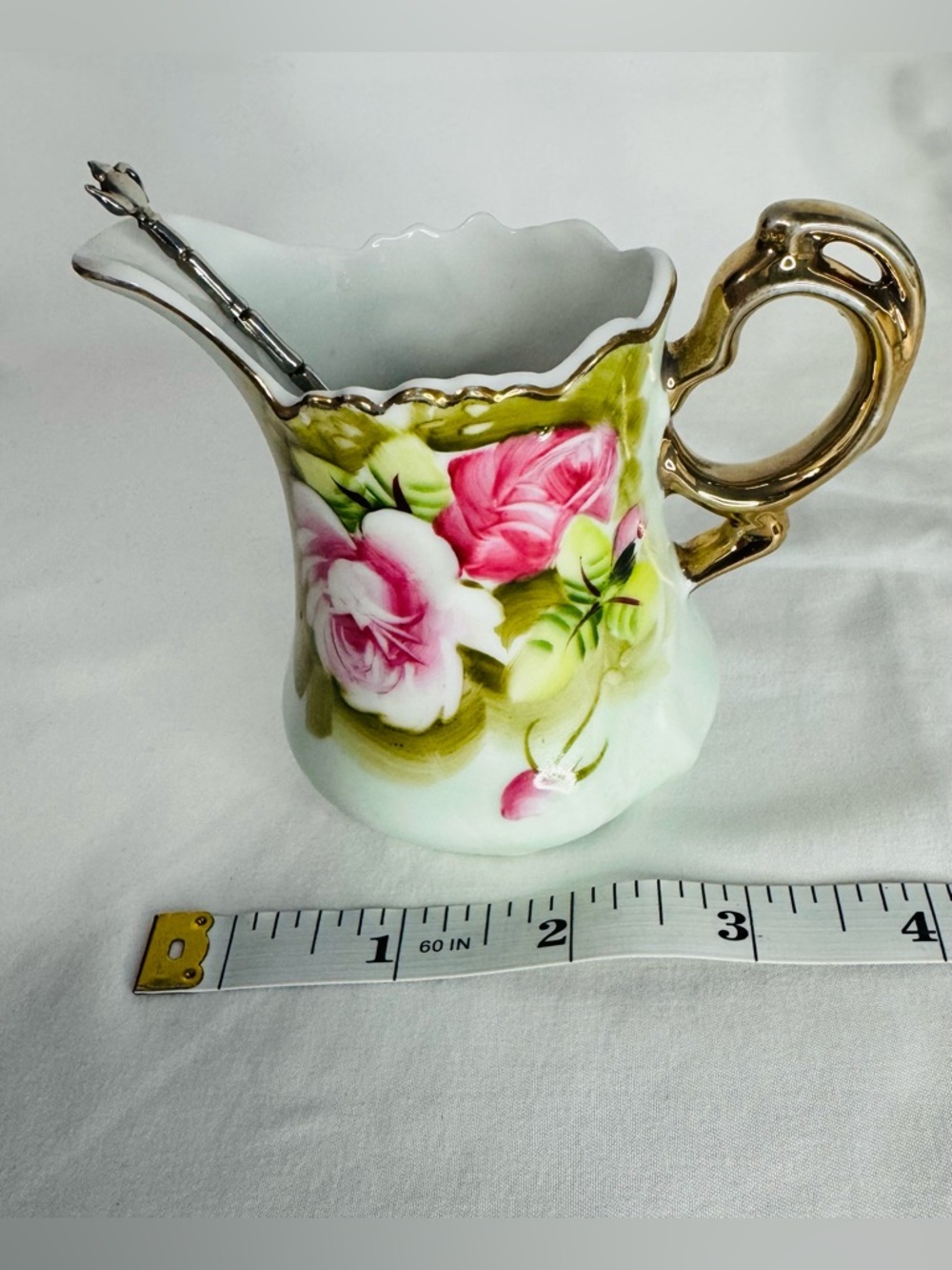 Vintage Lefton China Hand Painted Rose Gold Trim-Creamer+Sugar+Salt&Pepper+Spoon - Picture 12 of 16